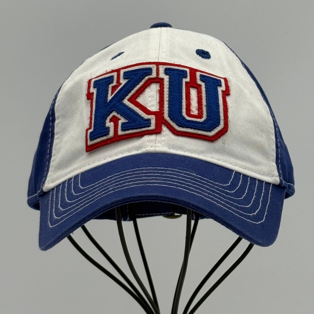 Legacy Kansas Jayhawks KU Hat Blue White Retro EZA Relaxed Twill Adjustable Cap